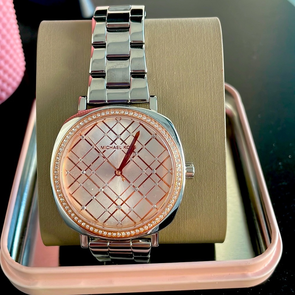 Mk silver watch with rose gold dial